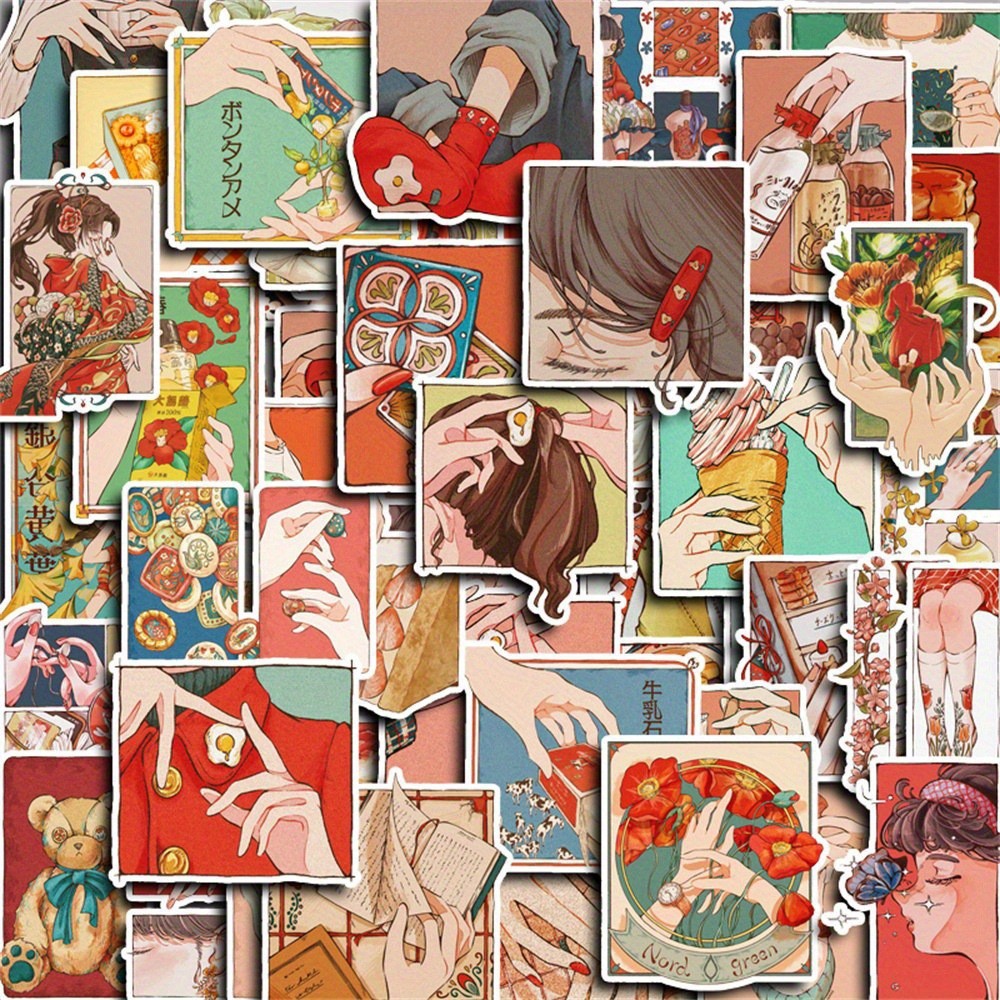 Japanese Lifestyle Anime - 50 Pezzi Adesivi in Stile Vintage